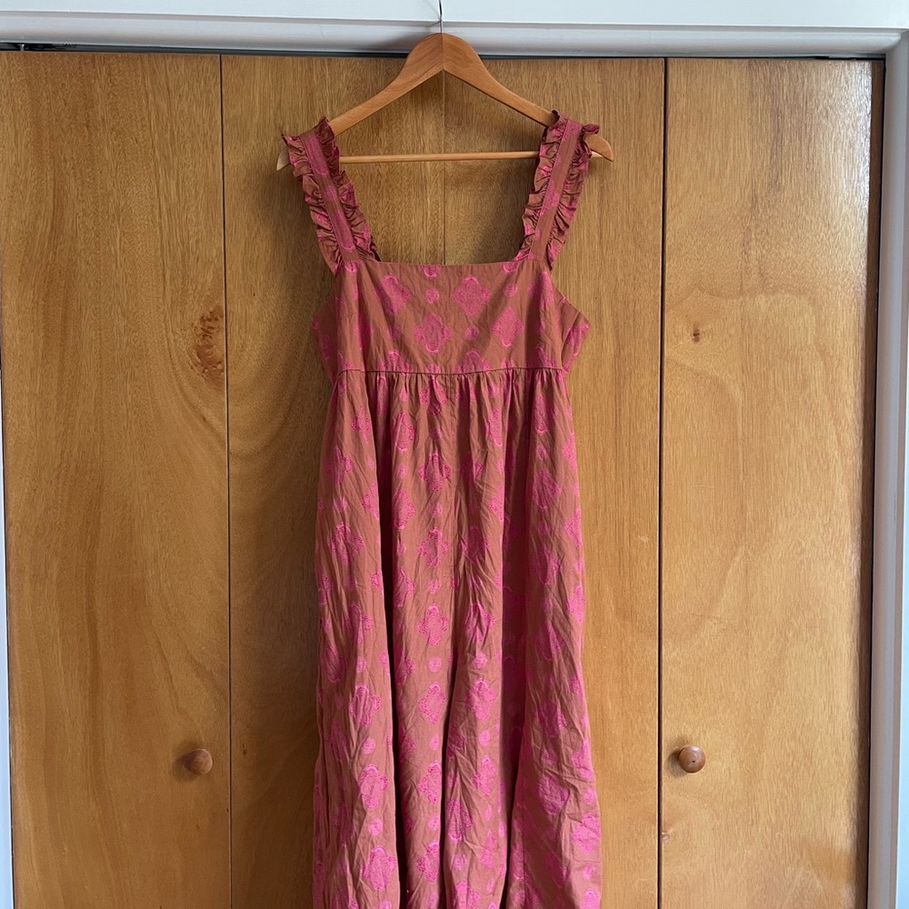 Free People Katya Rusty Rose Print Ruffled Tie Back Jumpsuit Size Small - Picture 5 of 9